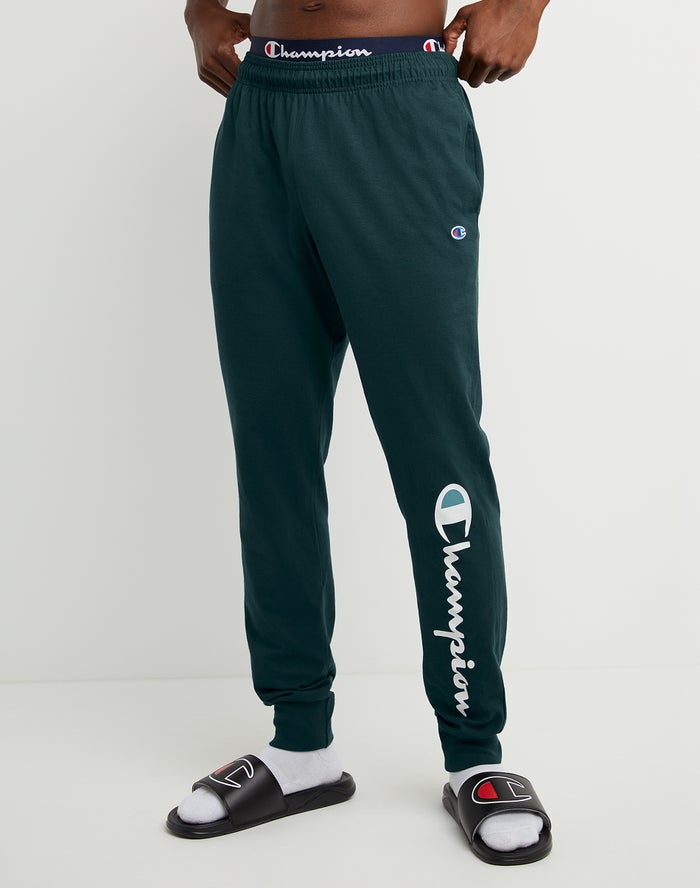 Champion Herre Joggingbukser MørkeGrøn - Classic Jersey Script Logo - Danmark TUG-917602